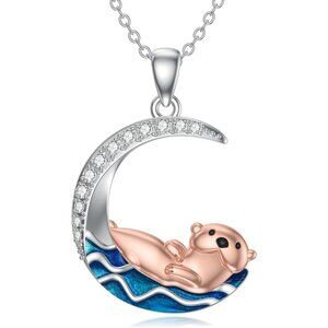 Serene Ocean Wave Necklace for Women Sterling Silver Abalone Shell Ocean Jewelry